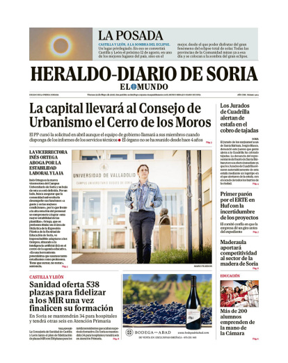 Portada de Heraldo-Diario de Soria del 22 de mayo de 2026.
