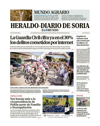 Portada de Heraldo-Diario de Soria del 25 de mayo de 2026.
