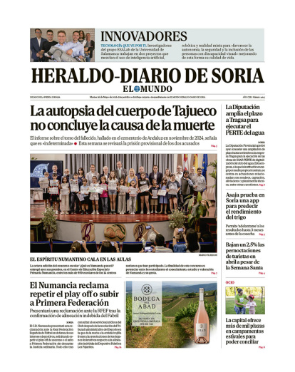 Portada de Heraldo-Diario de Soria del 26 de mayo de 2026.