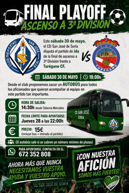Cartel del autobús puesto por el San José a disposición de su afición.