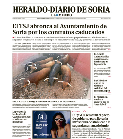 Portada de Heraldo-Diario de Soria del 30 de mayo de 2026.