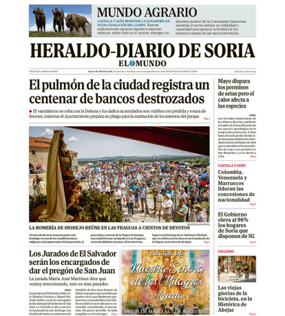 Portada de Heraldo-Diario de Soria del 1 de junio de 2026.