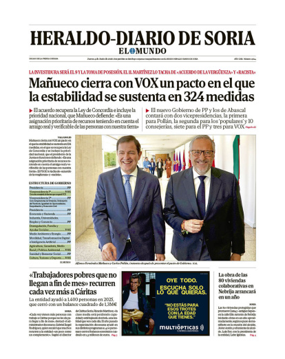 Portada de Heraldo-Diario de Soria del 4 de junio de 2026.