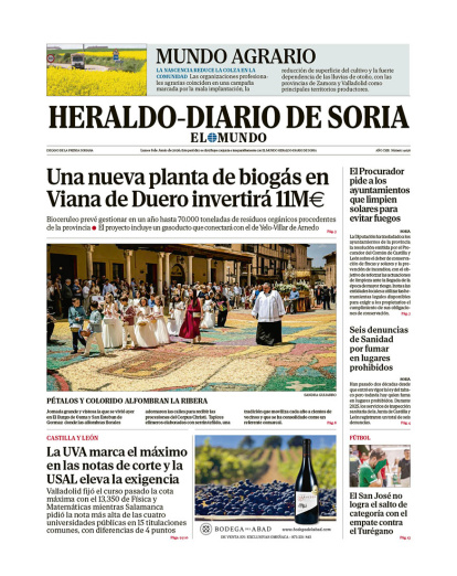 Portada de Heraldo-Diario de Soria del 8 de junio de 2026.