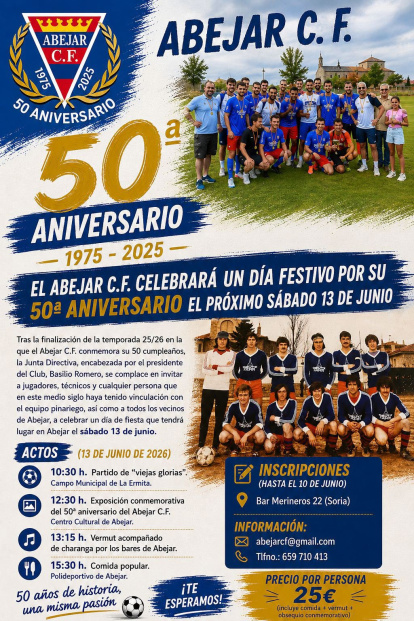 Cartel anunciador de la celebración del 50 aniversario de la fundación del Abejar.