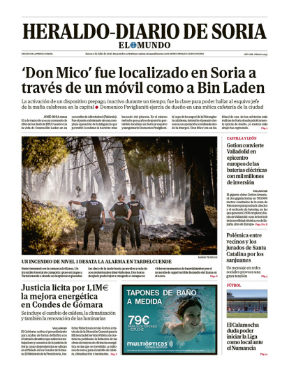Portada de Heraldo-Diario de Soria del 2 de julio de 2026