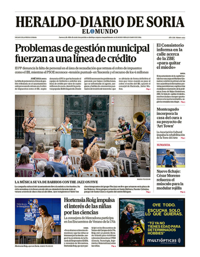 Portada de Heraldo-Diario de Soria del 9 de julio de 2026.