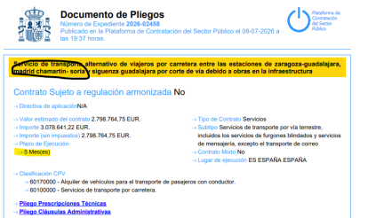 Detalle del nuevo contrato publicado.