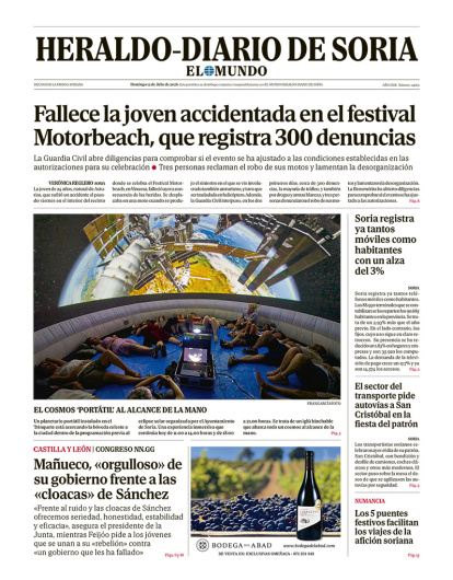Portada de Heraldo-Diario de Soria del 12 de julio de 2026.