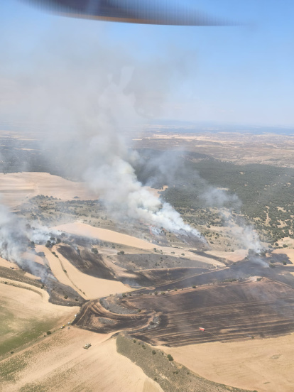 Estado del incendio de Lumías a la llegada de la BRIF de Lubia.