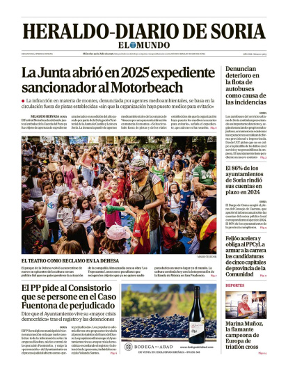 Portada de Heraldo-Diario de Soria del 15 de julio de 2026.
