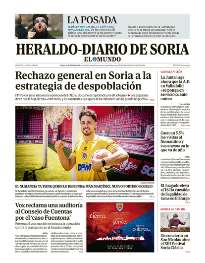 Portada de Heraldo-Diario de Soria del 17 de julio de 2026
