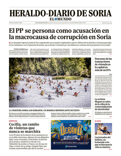 Portada de Heraldo-Diario de Soria del 3 de agosto de 2026.