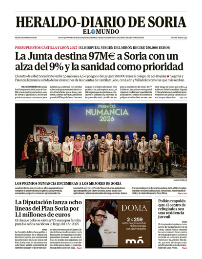 Portada de Heraldo-Diario de Soria del 15 de octubre de 2026.