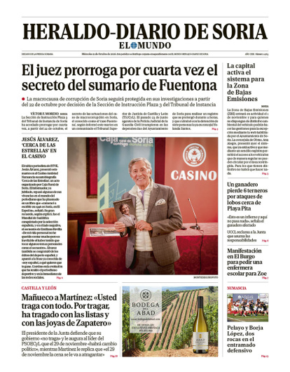 Portada de Heraldo-Diario de Soria del 201 de octubre de 2026.